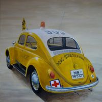 VW K&auml;fer mit Gisela gemalt